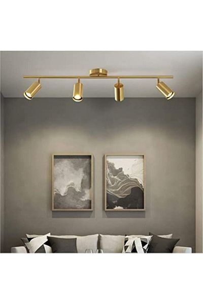 RİOLİGHT Modern Matt Gold Plated 4Xgu10 Lampholder Daylight Moving Head Spot Bulb Included