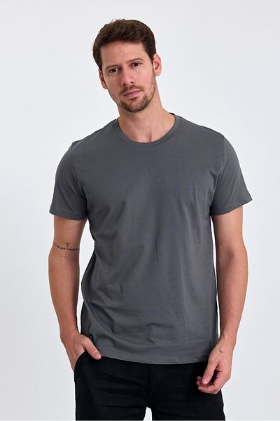 COMBİNE MİCHAİL Men's Smoked 100% Cotton Slim Fit Crew Neck Basic t Shirt