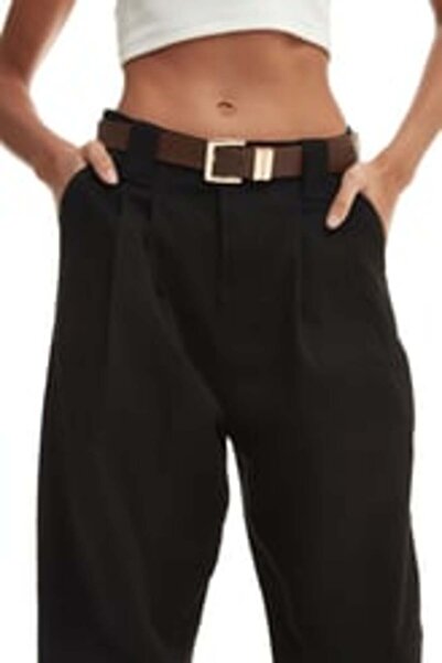 Quzu Black Belted Trousers