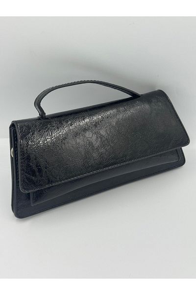 KIRASE Geantă de umăr din piele de calitate simplă cu model de baghetă