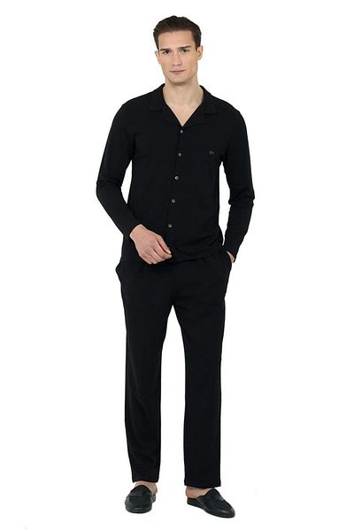 D'S Damat Μαύρο Ανδρικό Σετ Πιτζάμες Classic