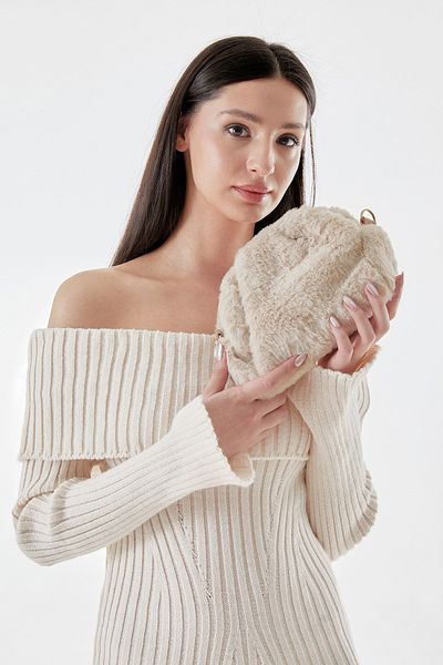 Fulla Moda Plush Bag with Snap Chain
