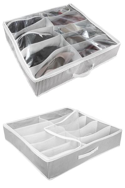 Emofom Bag 10 Compartment Zippered Slippers Organizer - Shoe Storage Box