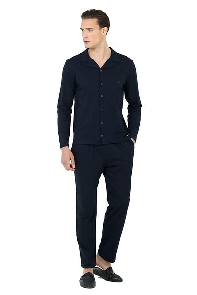 D'S Damat Ανδρικό Σετ Πιτζάμες Κλασικό Navy Blue