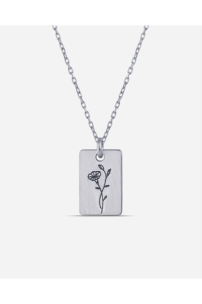 MEKS JEWELS Gümüş Eylül Ayı Doğum Çiçeği Gündüz Sefası Kolyesi