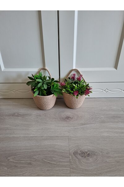 EGE ÖRGÜM Mini Organizator 2 Piese - Coș Decorativ, Mini Ghiveci 12x10 Cm