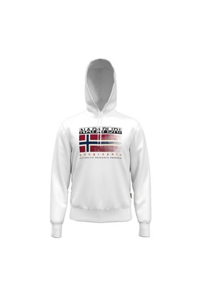 Napapijri Pánska biela mikina s kapucňou Napapijri B-Kreis H 002 Bright White
