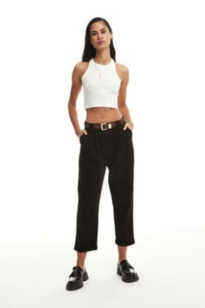 Quzu Black Belted Trousers