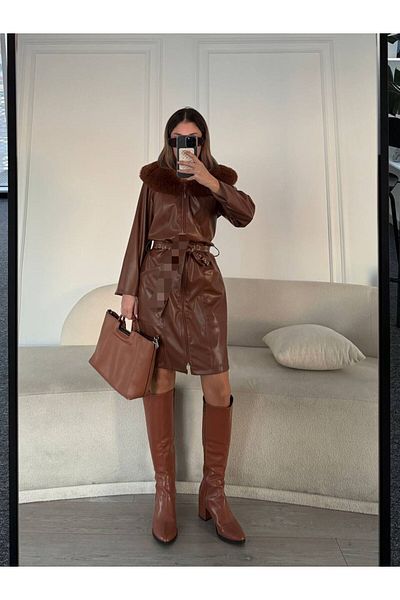 Rbgstore Кожено яке с яка от кожена кожа
