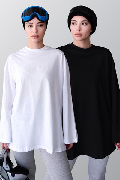 C&City Wide Sleeve Oversize 2 Pack T-Shirt 964 Black/White