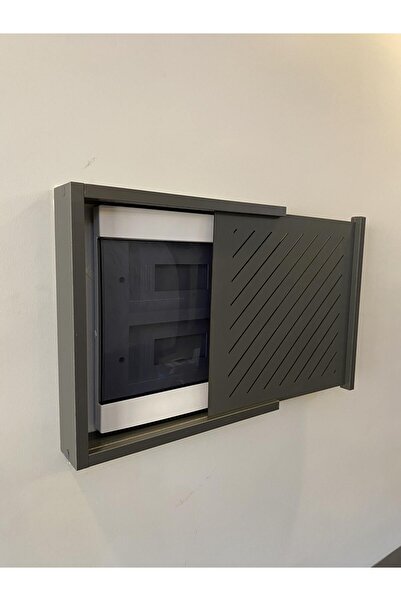 ötay Sürgülü Elektrik Pano Düzenleyici Duvar Düzenleyici Ahşap Dekoratif Antrasit Kutu Yan Çiz