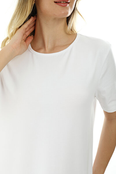 Almila Μοντέλο 2029 Γυναικείο μάξι χτενισμένο βαμβακερό φόρεμα - κοντομάνικο