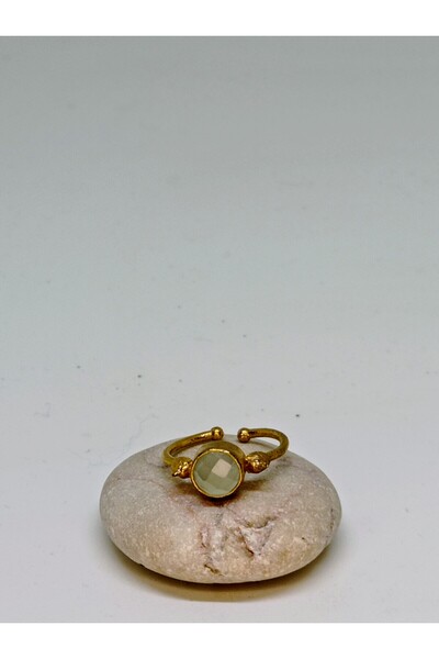 mama india alaçatı Green Tourmaline Natural Stone Handmade Adjustable Bronze ...
