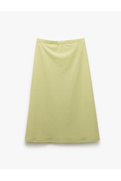 Koton Standart Bel Viskon Kumaş Parıltılı A Kesim Midi Kalem Etek