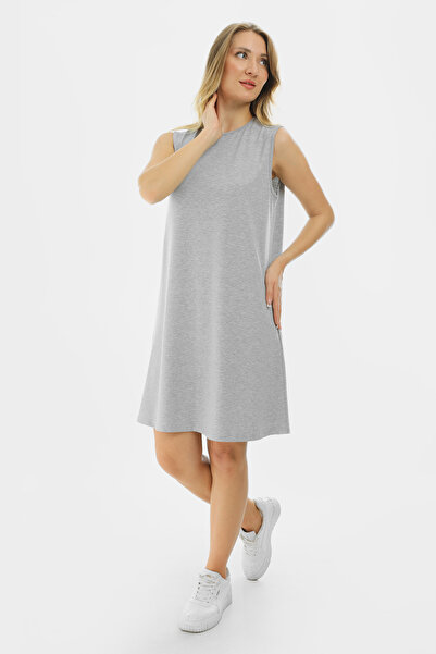 Almila Αμάνικο Basic Χτενισμένο Βαμβακερό Μίνι Φόρεμα 2028 - Χτενισμένο Βαμβακερό Τούνικ