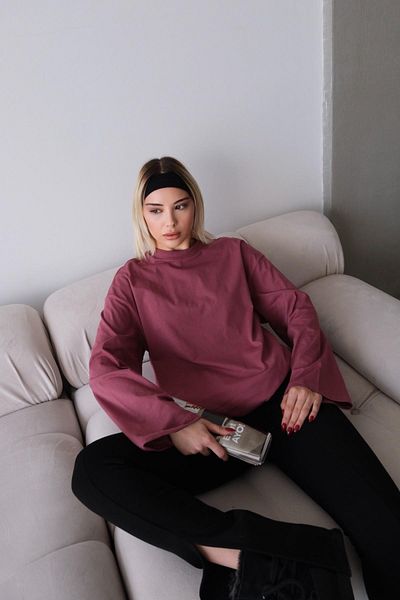 C&City Μπλουζάκι με φαρδύ μανίκι Oversize 2 Pack 964 Ροζ/Καφέ