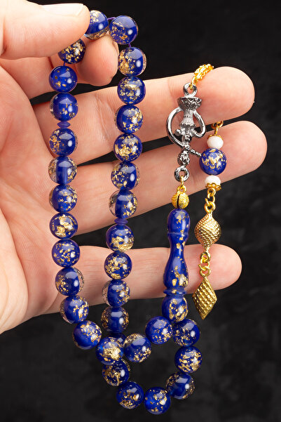 OTTOTESBİH Rozariu din sticlă de avion de 10 mm cu particule de aur auriu