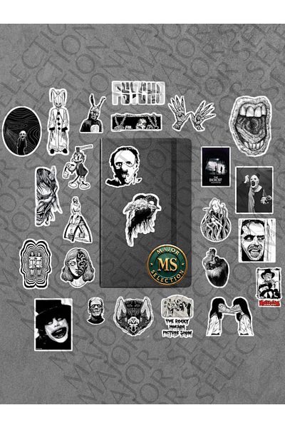 Major Selection Ασπρόμαυρο πακέτο τρόμου - Αυτοκόλλητο φορητού υπολογιστή, Αυτοκόλλητο σημειωματάριο Bullet Journal Agenda