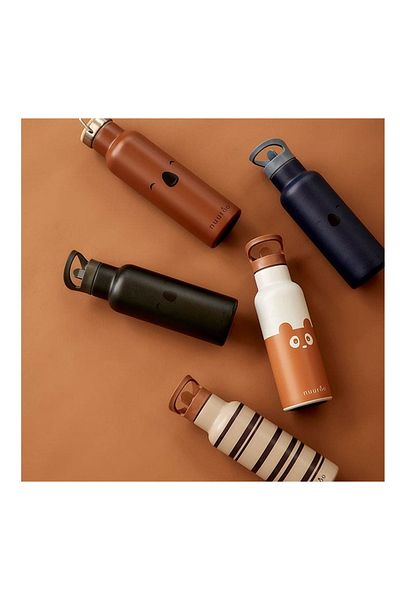 Nuuroo Brown Bertil Stainless Steel Thermos with Straw - Cobblestone, 500 ml