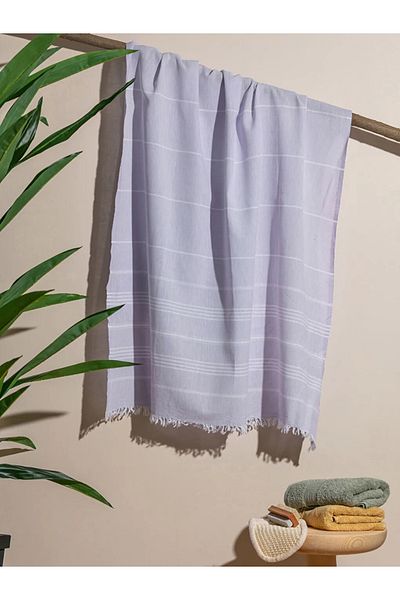 LC Waikiki LCW HOME Prosop Pestamal cu franjuri în dungi Liliac 90x165 Cm