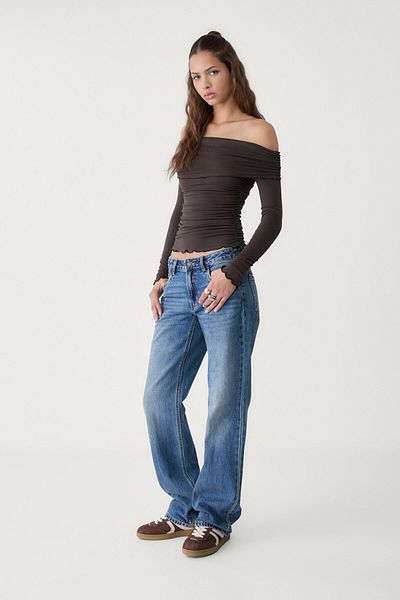 Stradivarius Off-the-shoulder gathered T-shirt