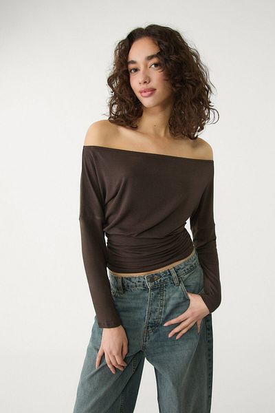 Stradivarius Long sleeve T-shirt with boat neck