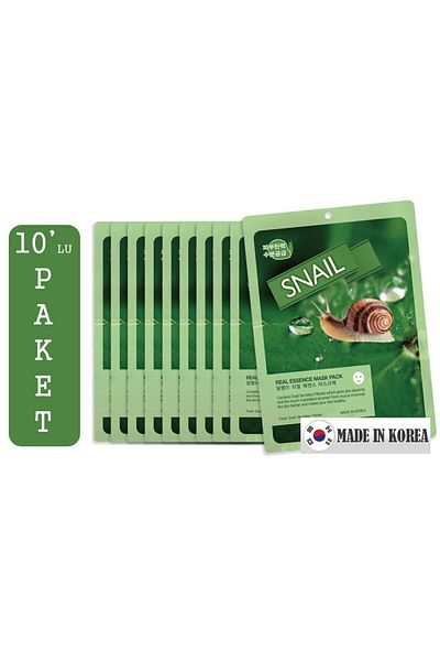 May Island Pack of 10 Snail Essence Paper Face Mask (Provides NATURAL GLOSS AND HEALTHY SKIN)