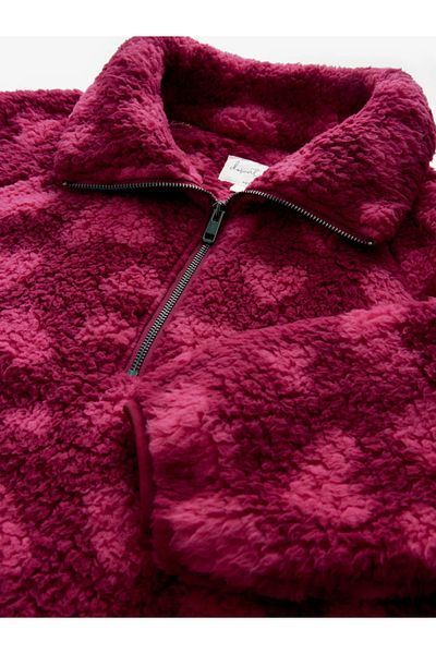 Next Baby Pink Heart - Borg Half Zip Jacket