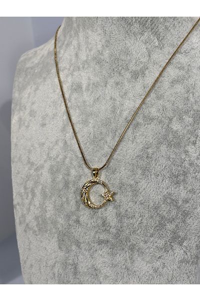 Uzak Işıklar Moon Star Steel Necklace Gold