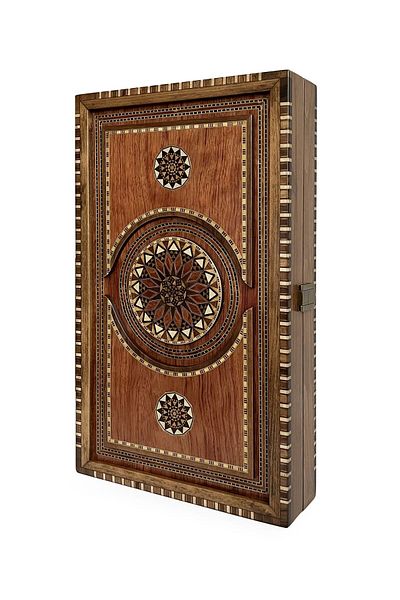 Helena Wood Art Genius Wooden Backgammon Set - Hand Carved Rose