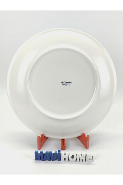 Kütahya Porselen 30 cm Wide Blue Patterned Thick Porcelain Pizza Plate