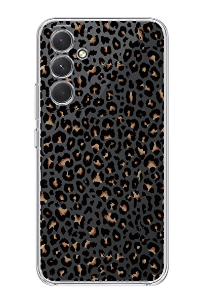 moonset Samsung Galaxy A16 Uyumlu Leopar Tasarımlı Baskılı Şeffaf Telefon Kılıfı