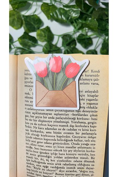 Handeto Kraft Bright and Hard Structured 4 Pieces Flower Magnetic Bookmarks - Pvc Coated