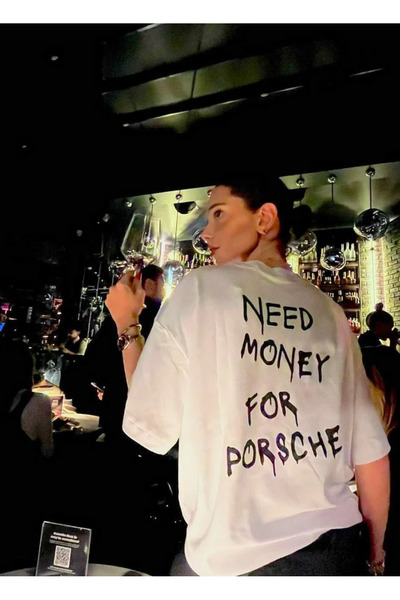 Jose Clothing Γυναικείο μπλουζάκι με λευκό μοτίβο με λαιμόκοψη μεγάλου μεγέθους