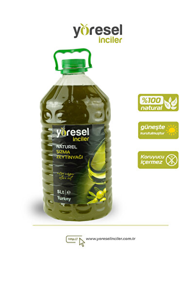 YÖRESEL İNCİLER Naturel Sızma Zeytinyağı 5 Lt. Yeni Sezon (2024-2025 Hasat) P...