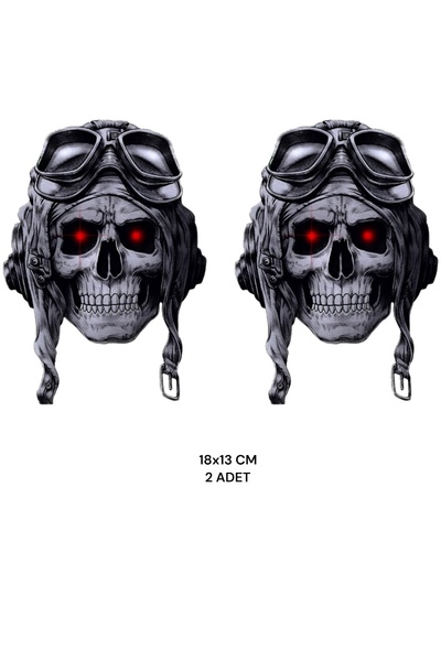Limitless Design MOTORCU KURU KAFA STİCKER 2 ADET MOTORSİKLET KASK LAPTOP DOLAP
