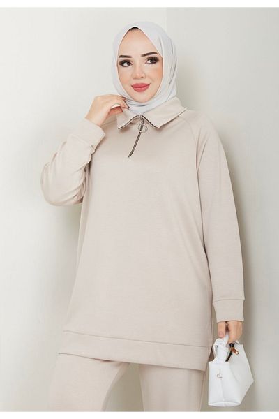 ANKA BOUTIQUE Modal Tracksuit Stone Color - Cream Set