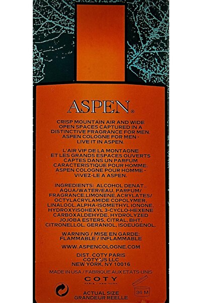 Coty Aspen Cologne Spray for Men, 4 Fluid Ounce