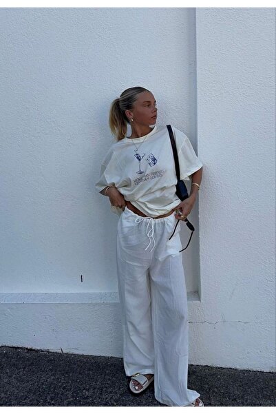 Jose Clothing Γυναικείο μπλουζάκι με λευκό μοτίβο με λαιμόκοψη μεγάλου μεγέθους