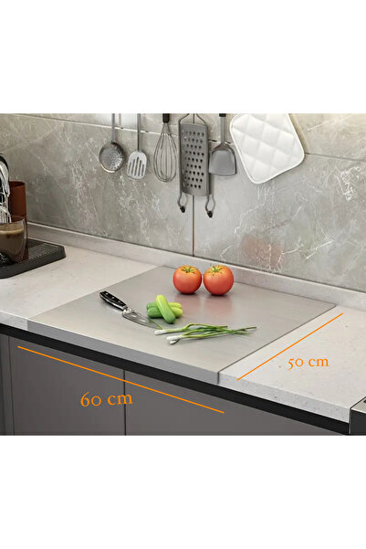 Stainless Art Paslanmaz Çelik 60 x 50 cm Metal Tezgah Koruyucu L Büküm Çok Am...