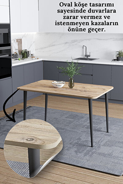 Mufian Concept DAMLA 60x90 Cm İskandinav - Bohem Oval Köşe Çam Desen Yemek - Mutfak - Balkon - Çalışma Masası