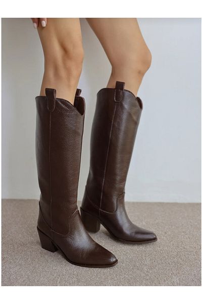 POTEEN Ptc Mar Western Heeled γυναικείες καουμπόικες μπότες με σχέδιο Floater - Light Brown