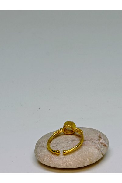 mama india alaçatı Moon Stone Handmade Adjustable Bronze Ring No 11
