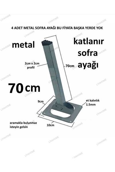 LİYAHOME Metal Katlanır Yer Sofrası Ayağı 70cm (4ADET FİYATİDİR)