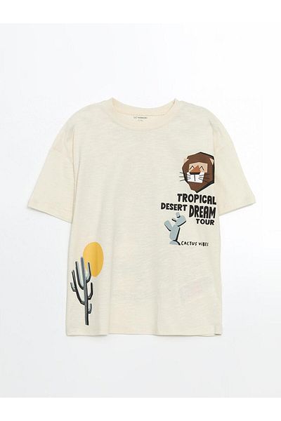 LC Waikiki Bedrucktes Jungen-T-Shirt mit Rundhalsausschnitt von LCW Kids