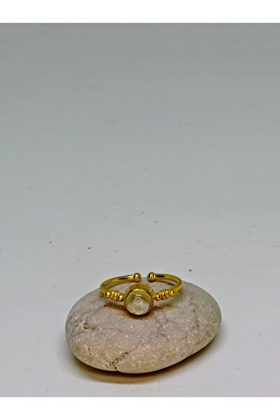 mama india alaçatı Crystal Quartz Natural Stone Handmade Adjustable Bronze Ri...