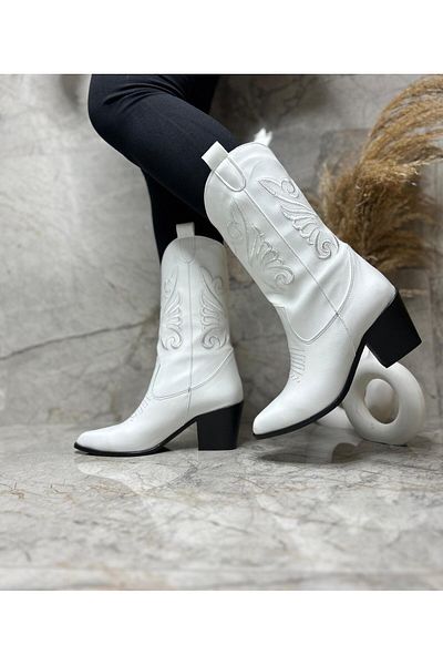 POTEEN Cizme cu toc brodate Western Cowboy Ptc Mena pentru femei