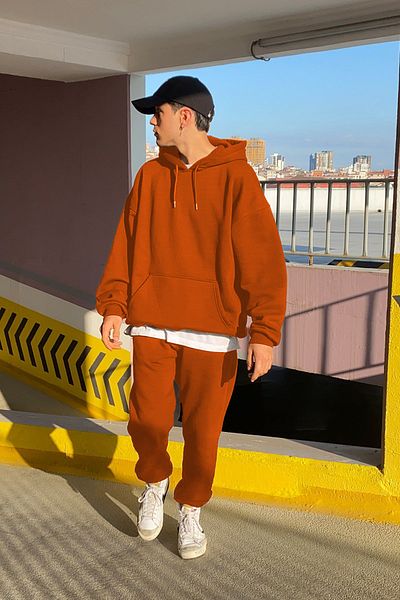 ruNadeS Men's Sports Tracksuit Set 3 Thread - Fleece Oversize, Elastic Leg