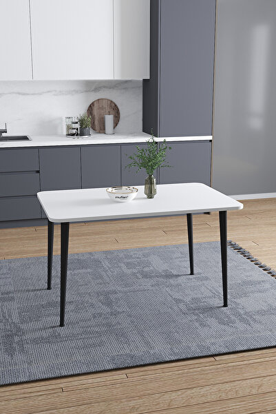 Mufian Concept DAMLA 60x90 Cm İskandinav - Bohem Oval Köşe Beyaz Yemek - Mutfak - Balkon - Çalışma Masası