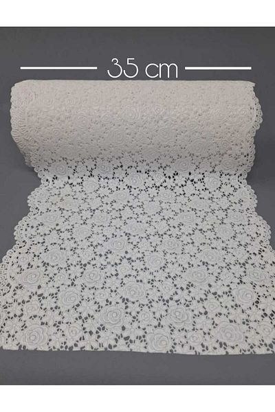 Başak Ev Tekstili Ράφι δαντέλας και κάλυμμα ντουλαπιού Pvc Runner Λευκό 35 cm Πλάτος
